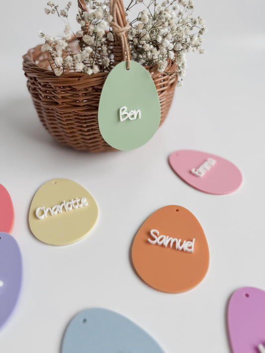 Personalisiertes Osterkörbchen I Osternest I Ei-Anhänger aus Acryl für Osterkorb I Osterdeko I Ei-Anhänger 3D Effekt