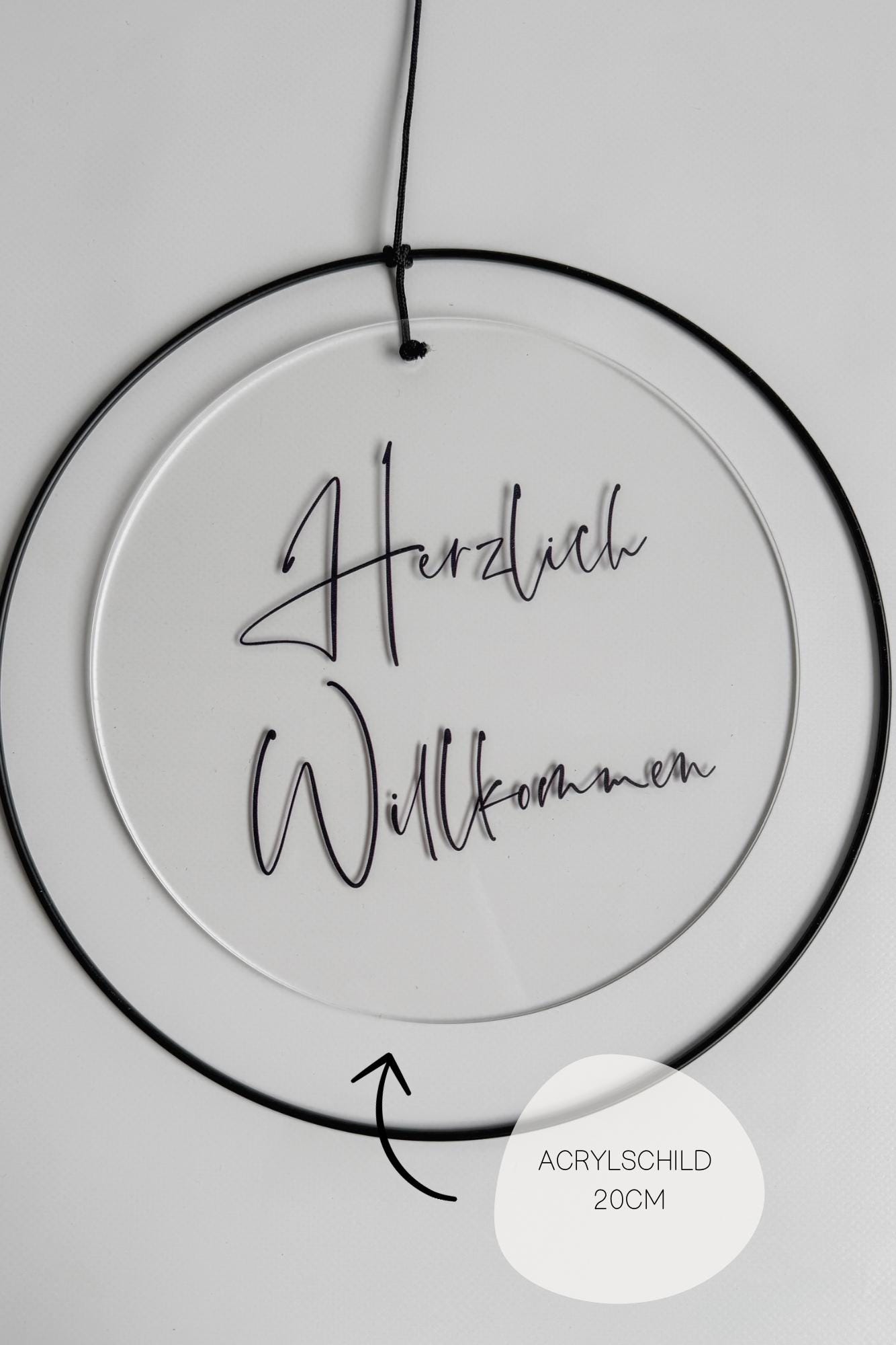 Türschild ‚Herzlich Willkommen‘ mit Metallring I Acrylschild I Holzschild I Geschenk zum Geburtstag I Mitbringsel zum Einzug