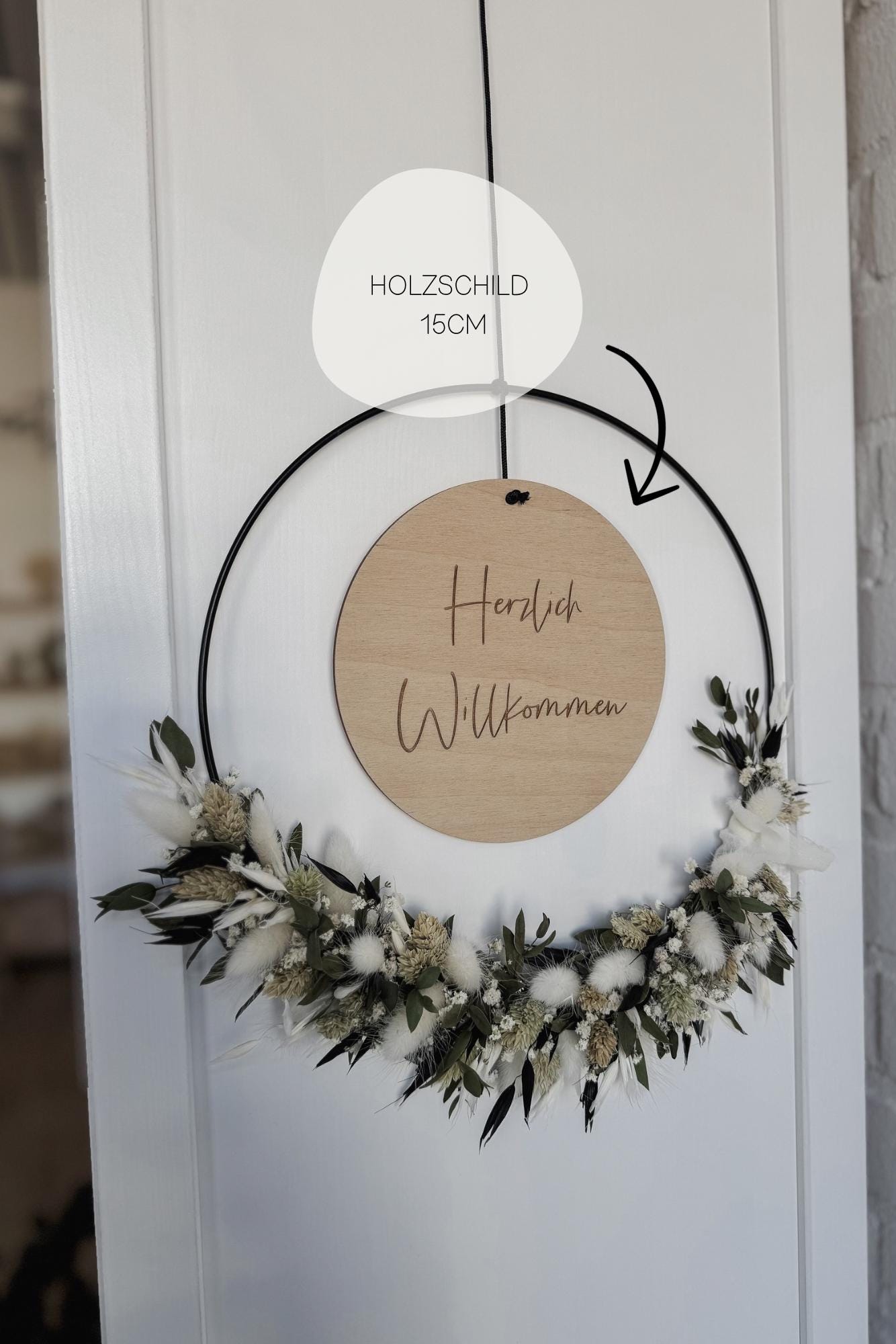 Türschild ‚Herzlich Willkommen‘ mit Metallring I Acrylschild I Holzschild I Geschenk zum Geburtstag I Mitbringsel zum Einzug