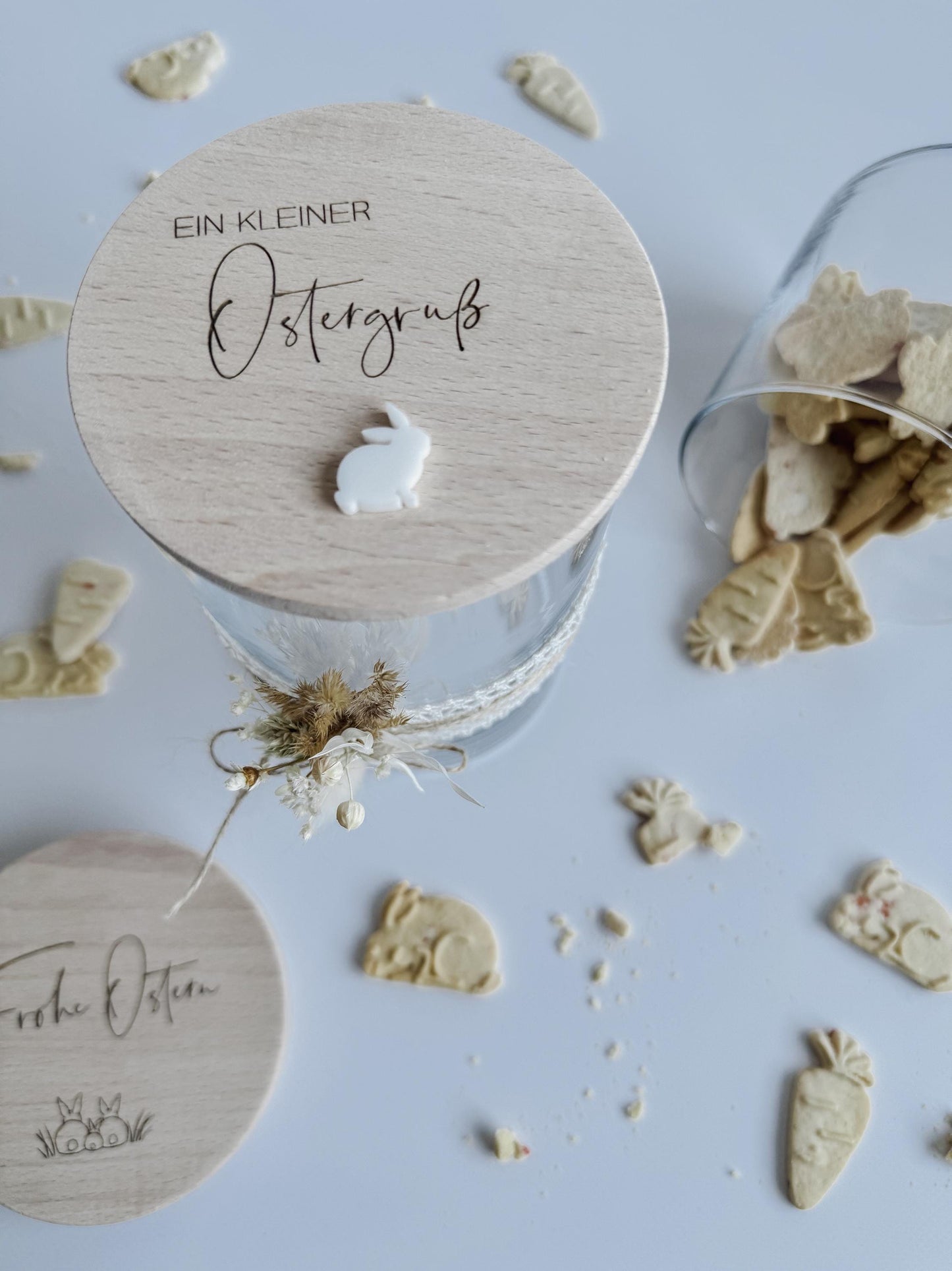 Vorratsglas 'Ein kleiner Ostergruß' I Vorratsglas mit graviertem Holzdeckel I Geschenkidee Ostern I Mitbringsel