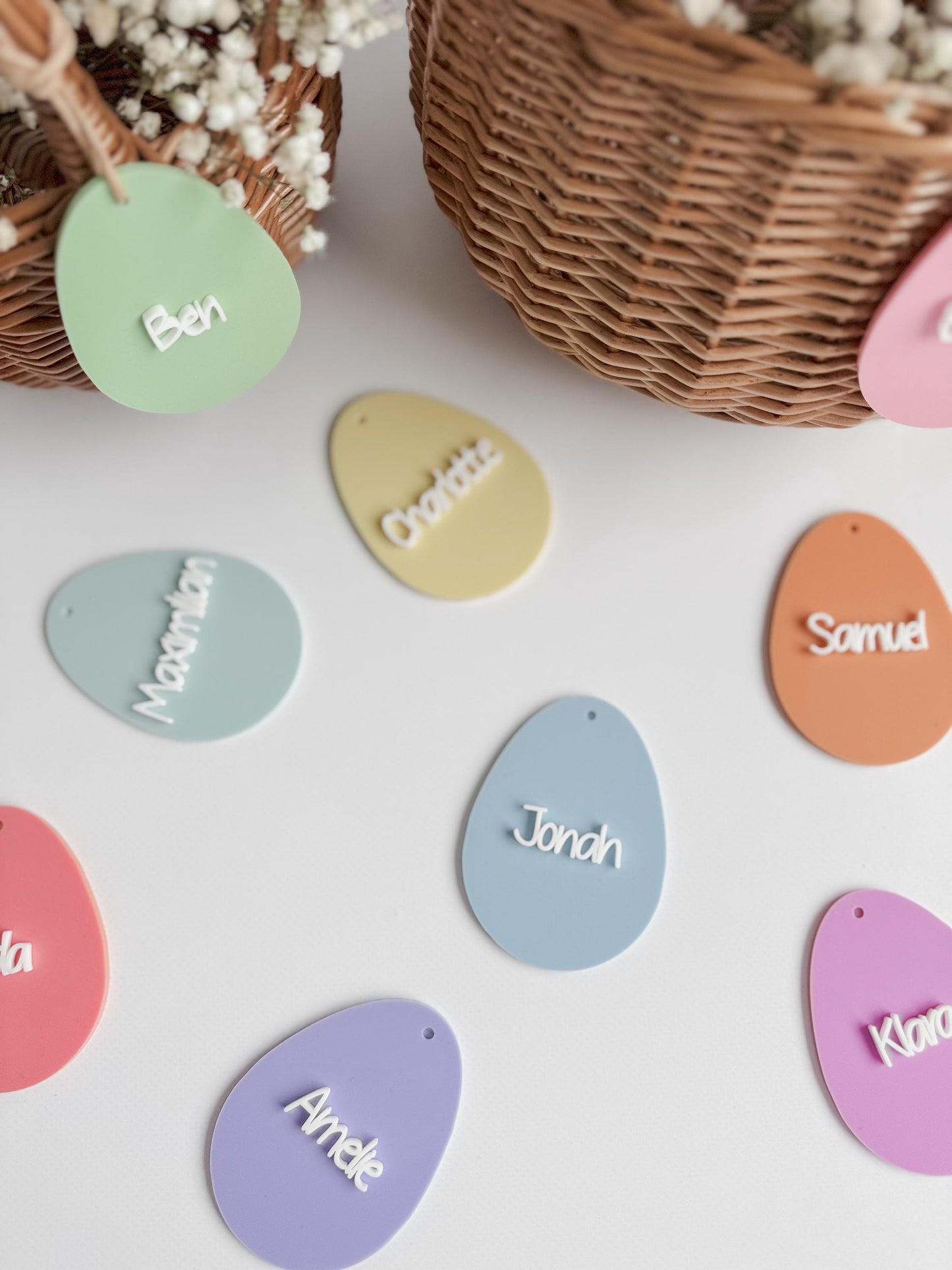 Personalisiertes Osterkörbchen I Osternest I Ei-Anhänger aus Acryl für Osterkorb I Osterdeko I Ei-Anhänger 3D Effekt