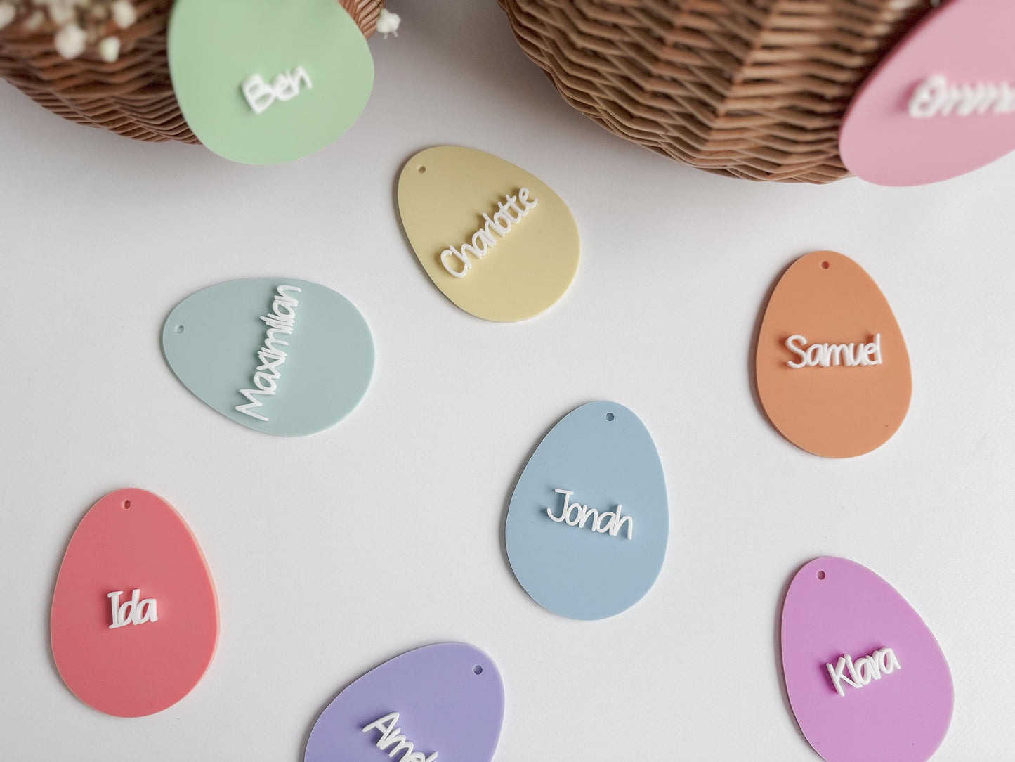 Personalisiertes Osterkörbchen I Osternest I Ei-Anhänger aus Acryl für Osterkorb I Osterdeko I Ei-Anhänger 3D Effekt