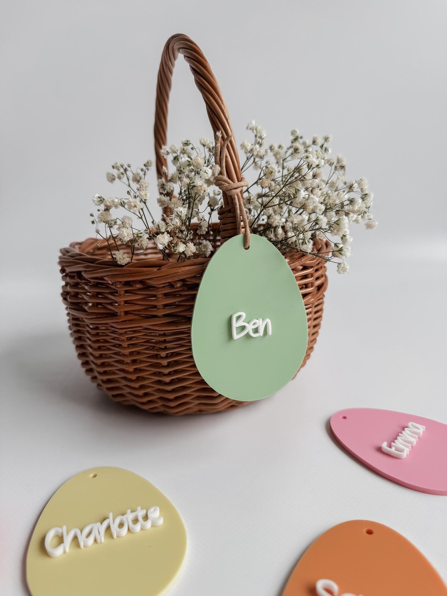 Personalisiertes Osterkörbchen I Osternest I Ei-Anhänger aus Acryl für Osterkorb I Osterdeko I Ei-Anhänger 3D Effekt