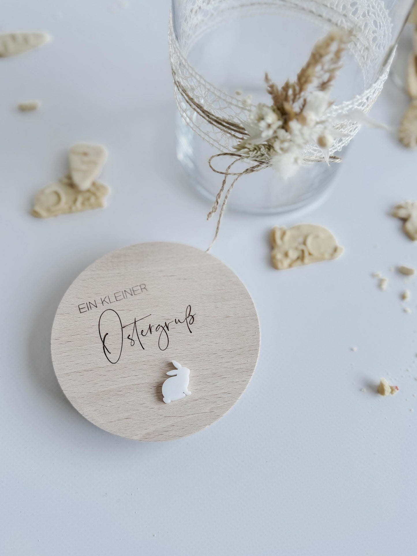 Vorratsglas 'Ein kleiner Ostergruß' I Vorratsglas mit graviertem Holzdeckel I Geschenkidee Ostern I Mitbringsel