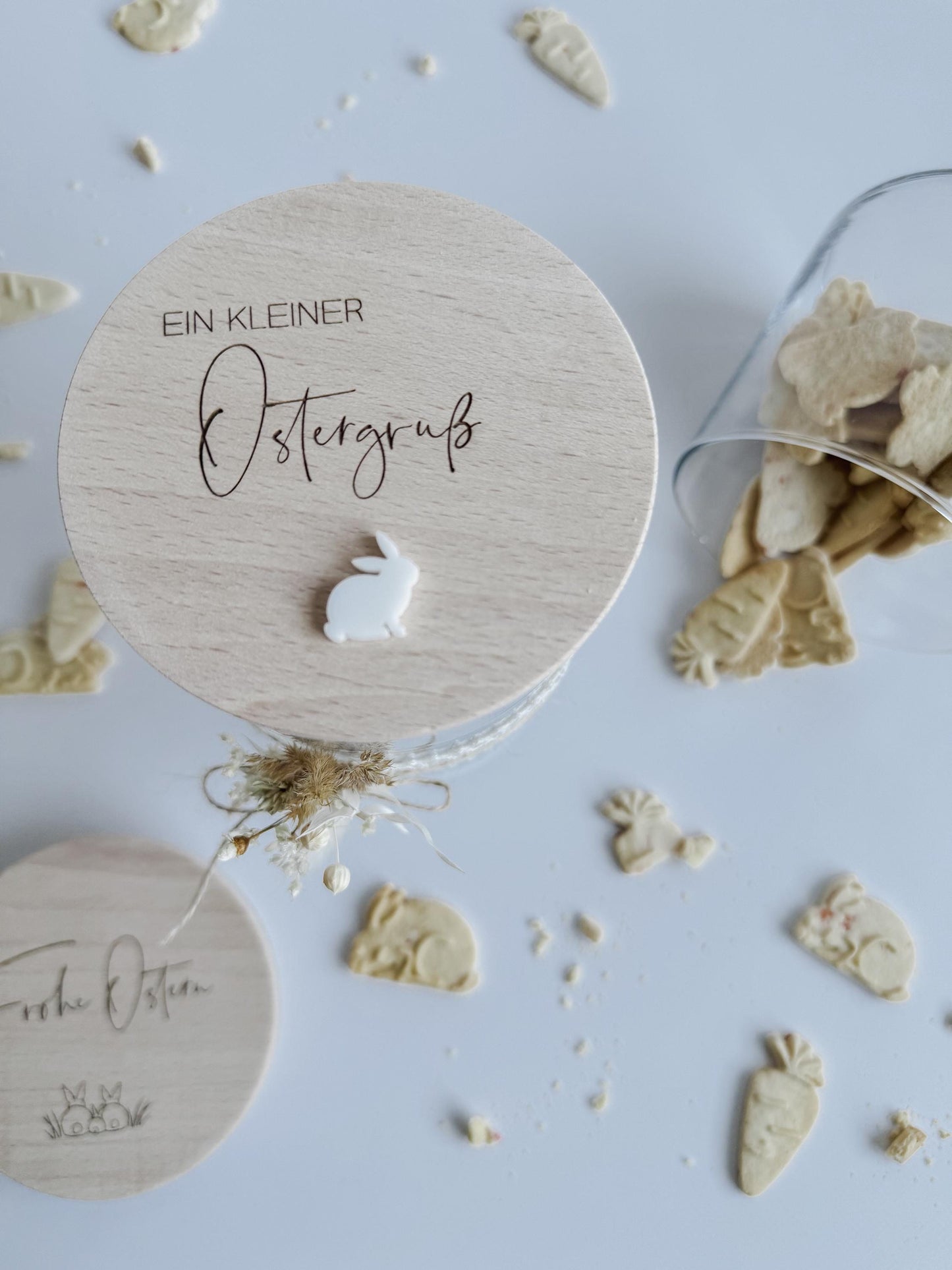 Vorratsglas 'Ein kleiner Ostergruß' I Vorratsglas mit graviertem Holzdeckel I Geschenkidee Ostern I Mitbringsel
