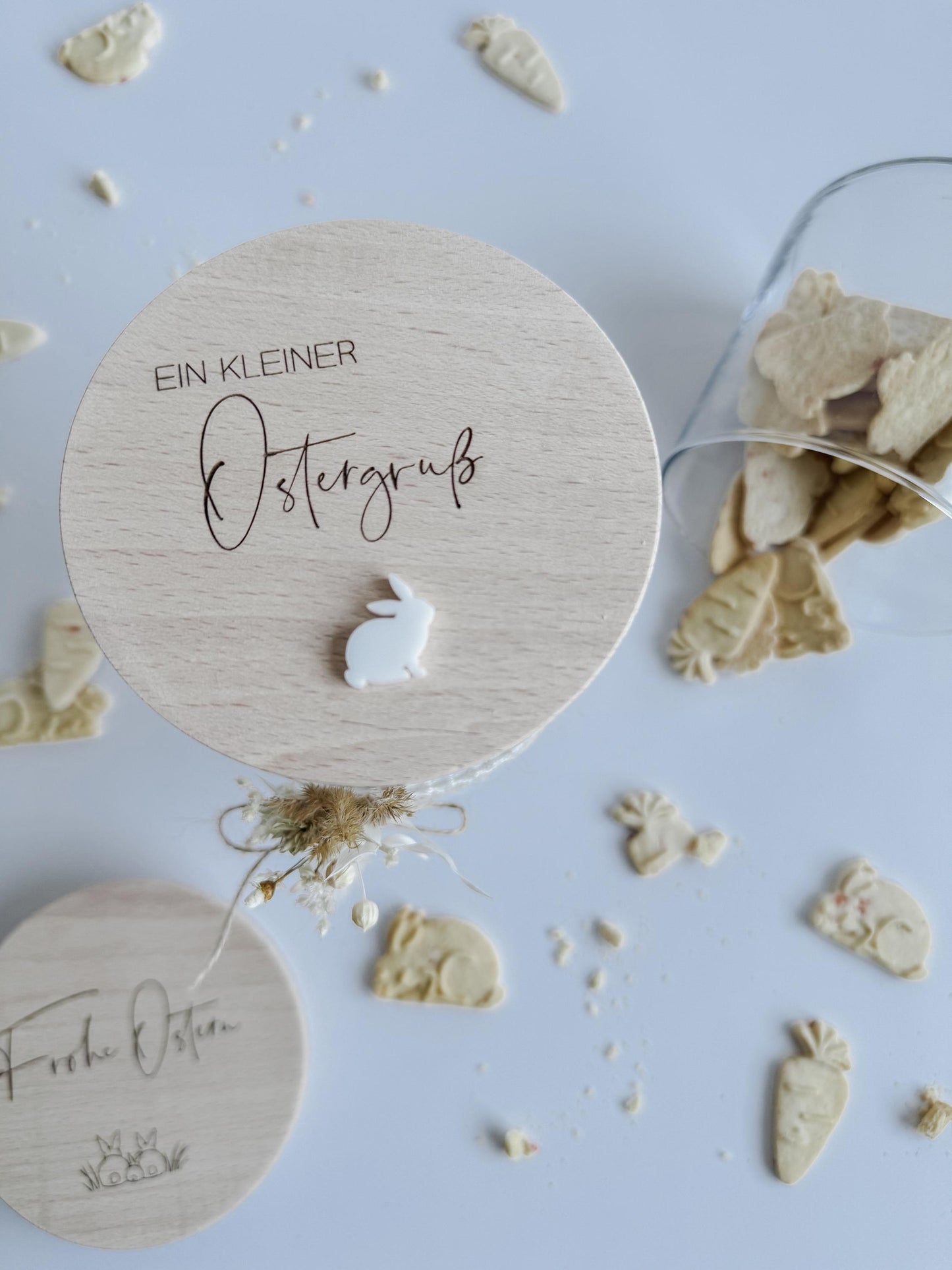 Vorratsglas 'Ein kleiner Ostergruß' I Vorratsglas mit graviertem Holzdeckel I Geschenkidee Ostern I Mitbringsel