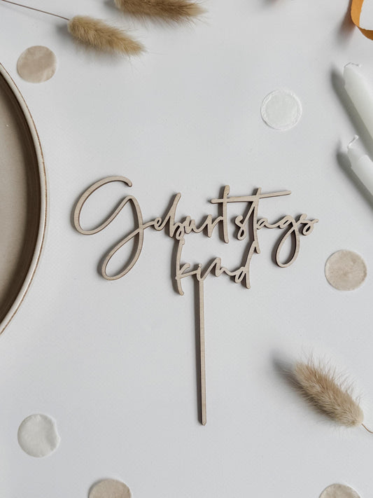 Caketopper 'Geburtstagskind' aus Holz I Geburtstagsdeko Kuchen I Tortenstecker I Kuchenstecker Schriftzug Geburtstagskind