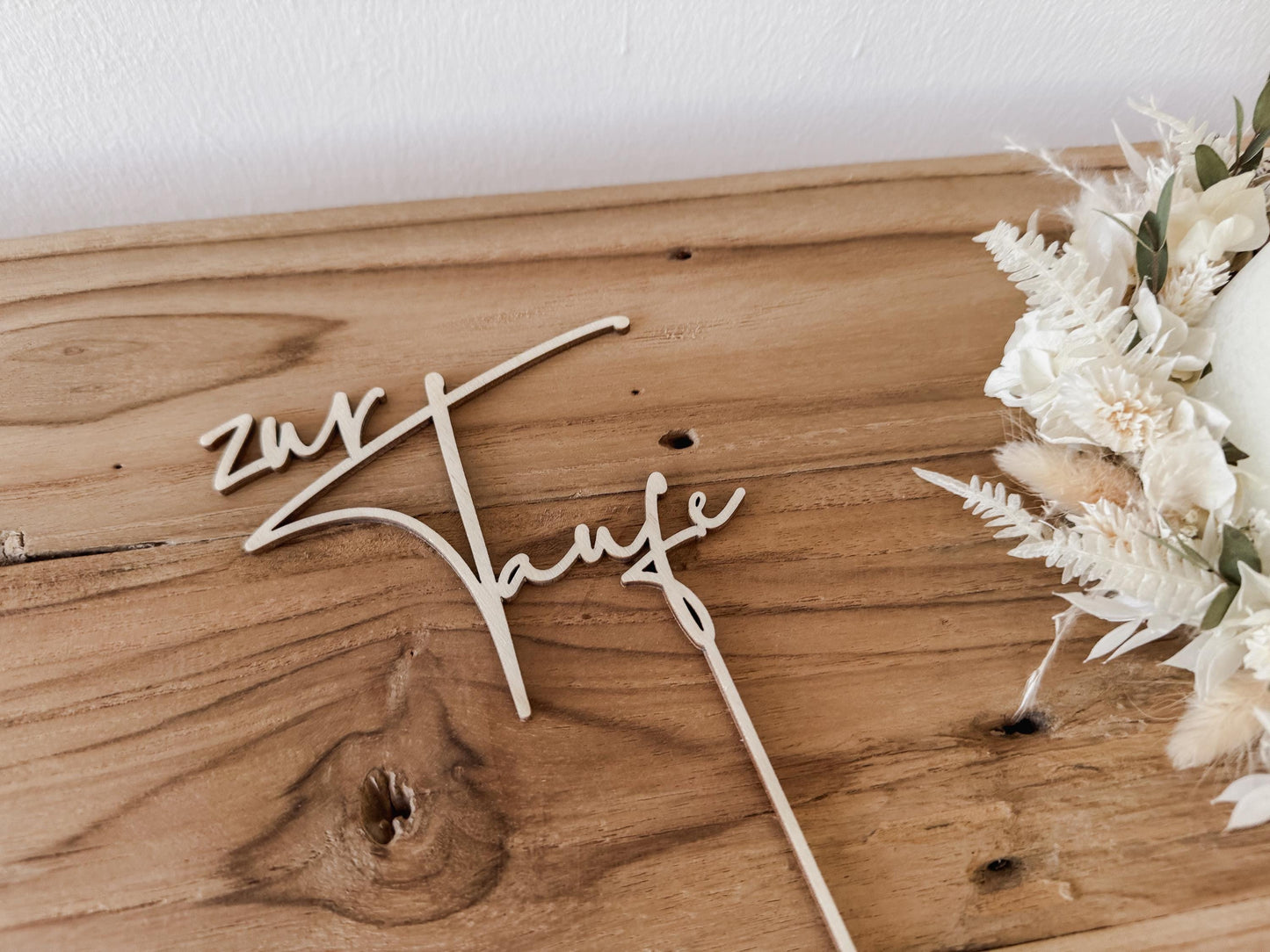 Caketopper ‚zur Taufe‘ aus Holz I Kuchendekoration Taufe I Tortenstecker I Deko Tauftorte I Kuchenstecker Taufe