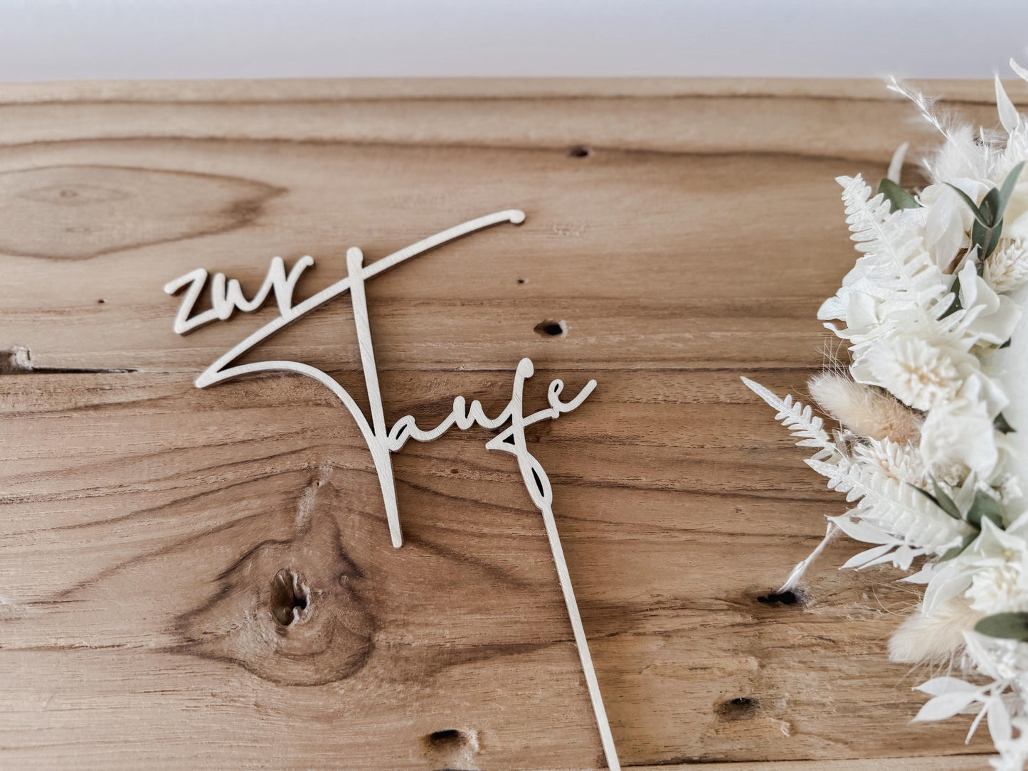 Caketopper ‚zur Taufe‘ aus Holz I Kuchendekoration Taufe I Tortenstecker I Deko Tauftorte I Kuchenstecker Taufe