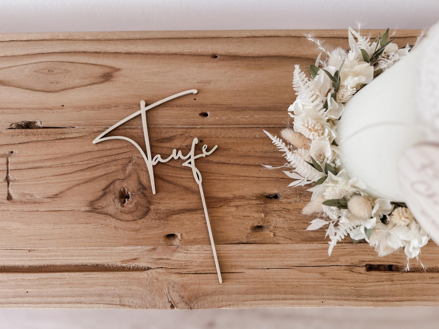 Caketopper ‚Taufe‘ aus Holz I Kuchendekoration Taufe I Tortenstecker I Deko Tauftorte I Kuchenstecker Taufe