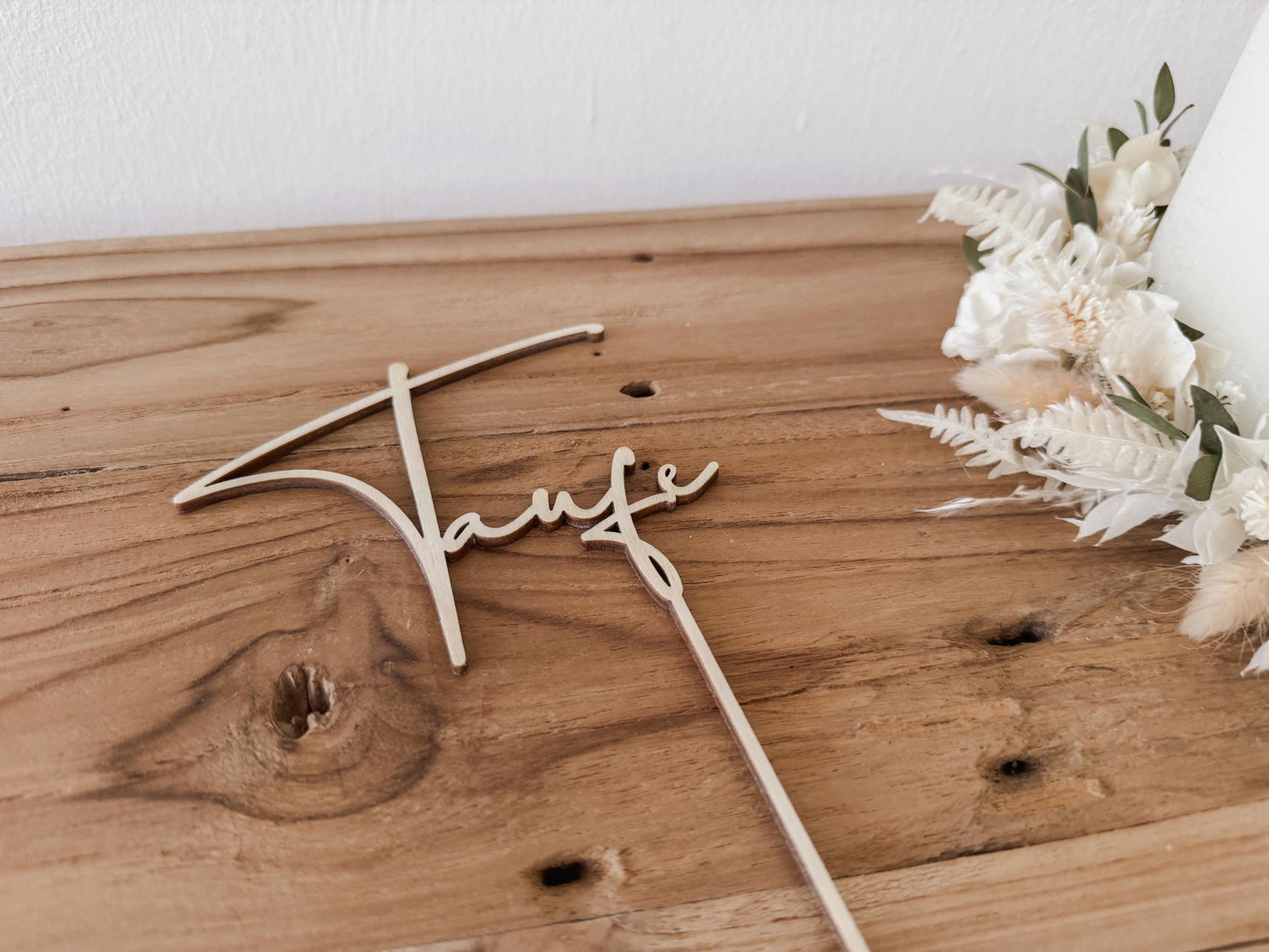 Caketopper ‚Taufe‘ aus Holz I Kuchendekoration Taufe I Tortenstecker I Deko Tauftorte I Kuchenstecker Taufe
