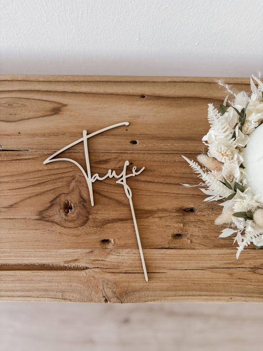 Caketopper ‚Taufe‘ aus Holz I Kuchendekoration Taufe I Tortenstecker I Deko Tauftorte I Kuchenstecker Taufe