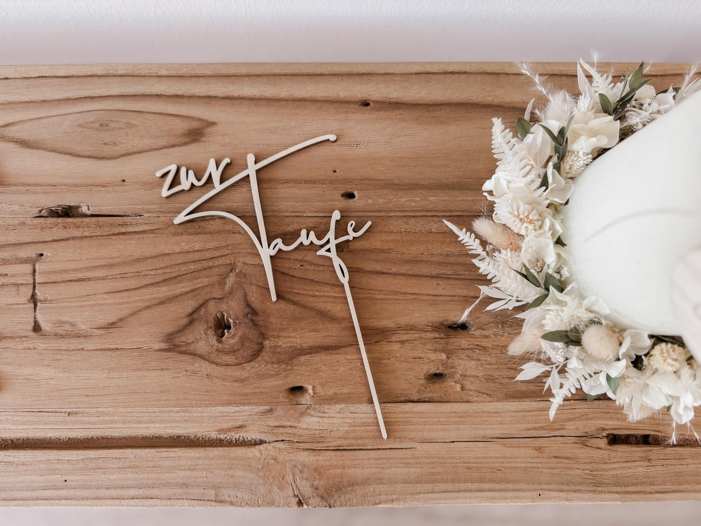 Caketopper ‚zur Taufe‘ aus Holz I Kuchendekoration Taufe I Tortenstecker I Deko Tauftorte I Kuchenstecker Taufe