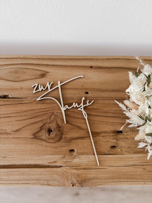 Caketopper ‚zur Taufe‘ aus Holz I Kuchendekoration Taufe I Tortenstecker I Deko Tauftorte I Kuchenstecker Taufe