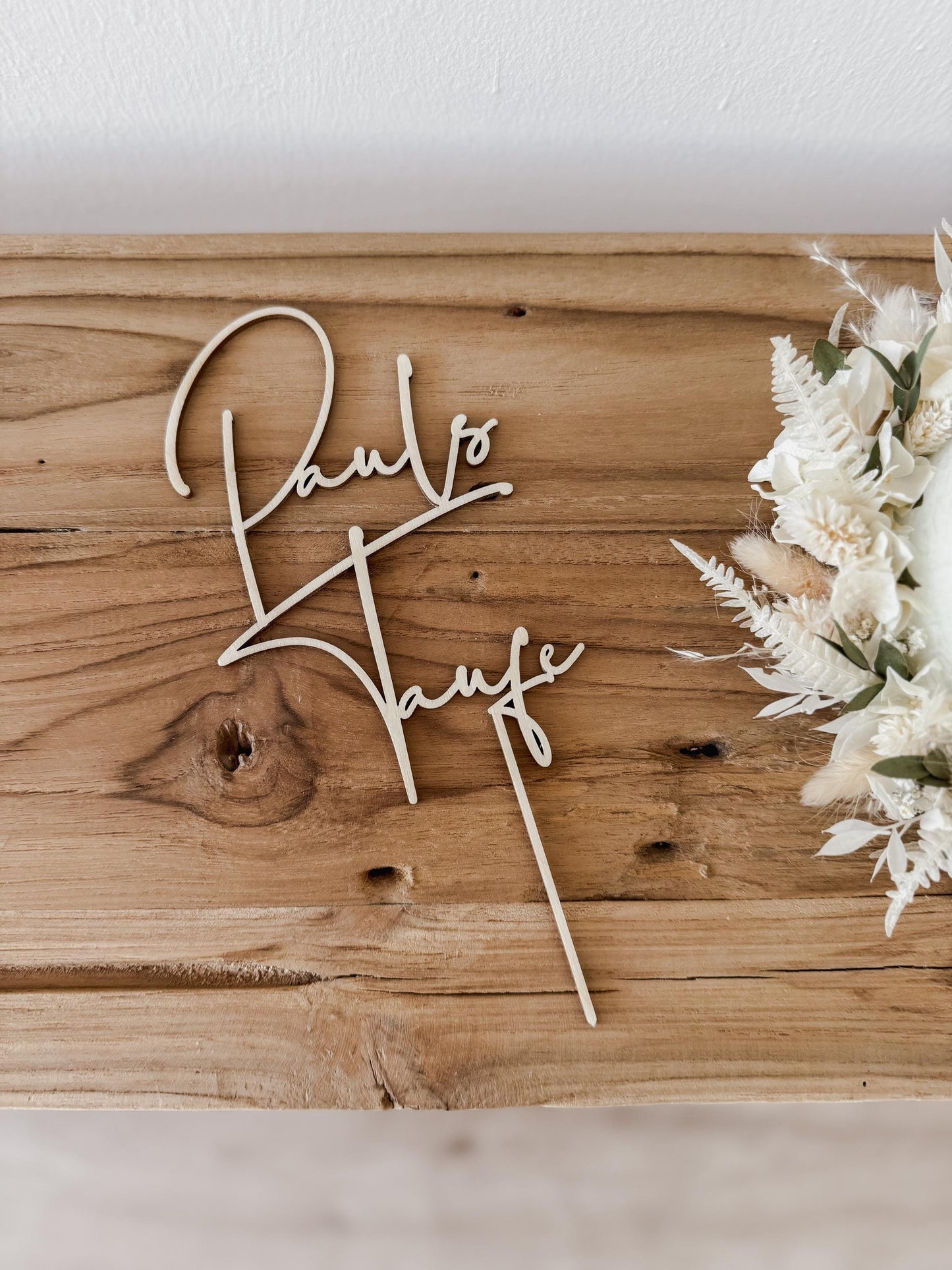 Caketopper Taufe personalisiert I Kuchendekoration Taufe mit Name I Tortenstecker Holz I Deko Tauftorte I Kuchenstecker Taufe