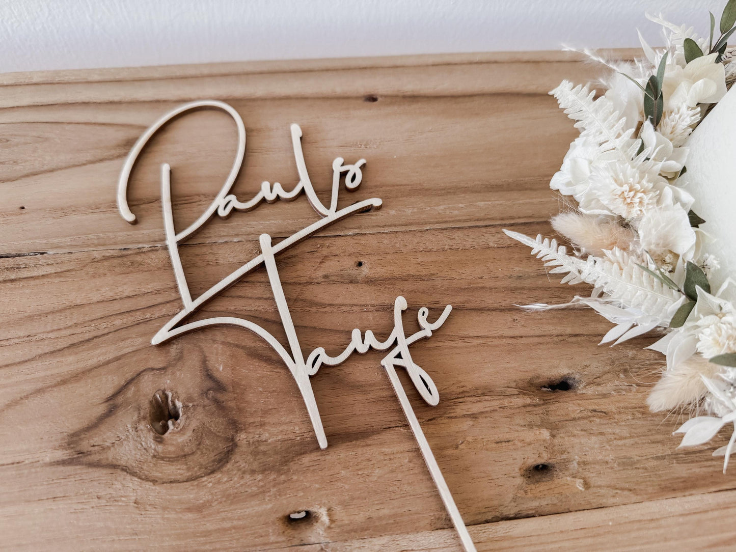 Caketopper Taufe personalisiert I Kuchendekoration Taufe mit Name I Tortenstecker Holz I Deko Tauftorte I Kuchenstecker Taufe