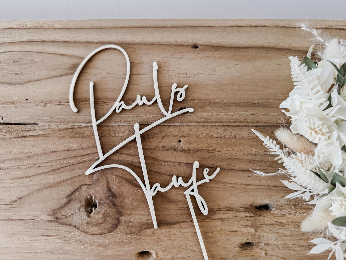 Caketopper Taufe personalisiert I Kuchendekoration Taufe mit Name I Tortenstecker Holz I Deko Tauftorte I Kuchenstecker Taufe