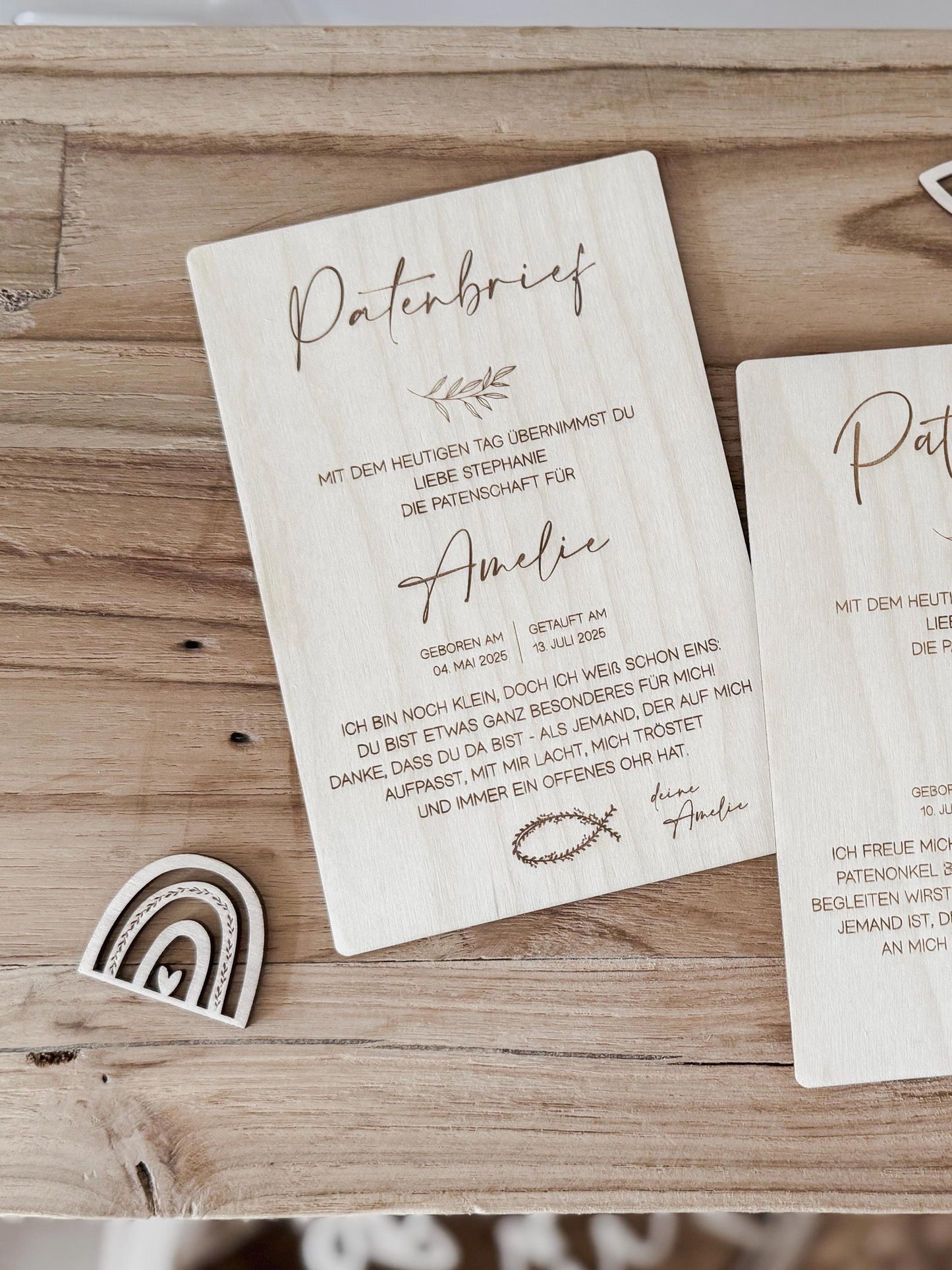 Patenbrief zur Taufe für den Taufpaten aus Holz I Personalisiertes Geschenk vom Taufkind für den Paten I Geschenk für Patentante, Patenonkel