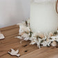 Kerzenkranz aus Trockenblumen Creme-Eukalyptus I Blumenkranz für Tauf-, Kommunions- oder Hochzeitskerze I Trockenblumenkranz für Windlicht