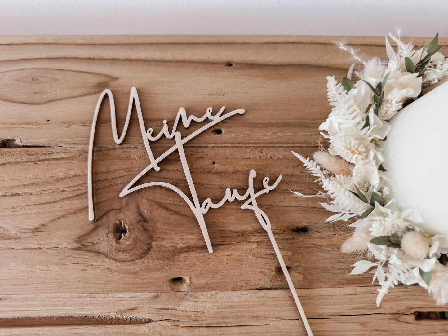 Caketopper ‚Meine Taufe‘ aus Holz I Kuchendekoration Taufe I Tortenstecker I Deko Tauftorte I Kuchenstecker Taufe