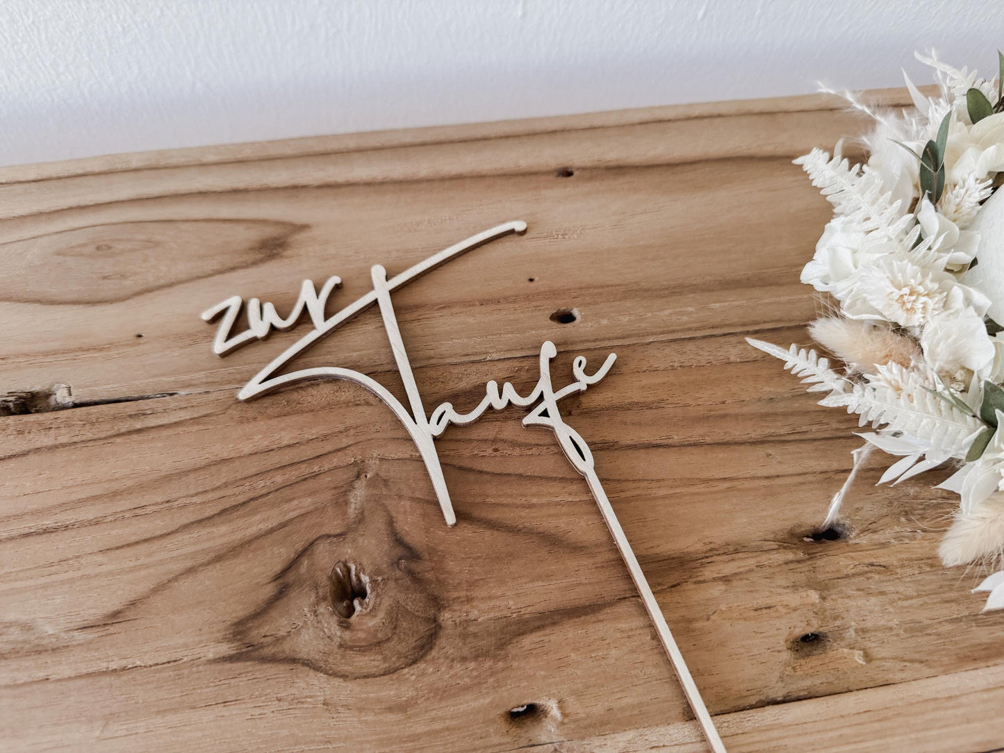 Caketopper ‚zur Taufe‘ aus Holz I Kuchendekoration Taufe I Tortenstecker I Deko Tauftorte I Kuchenstecker Taufe