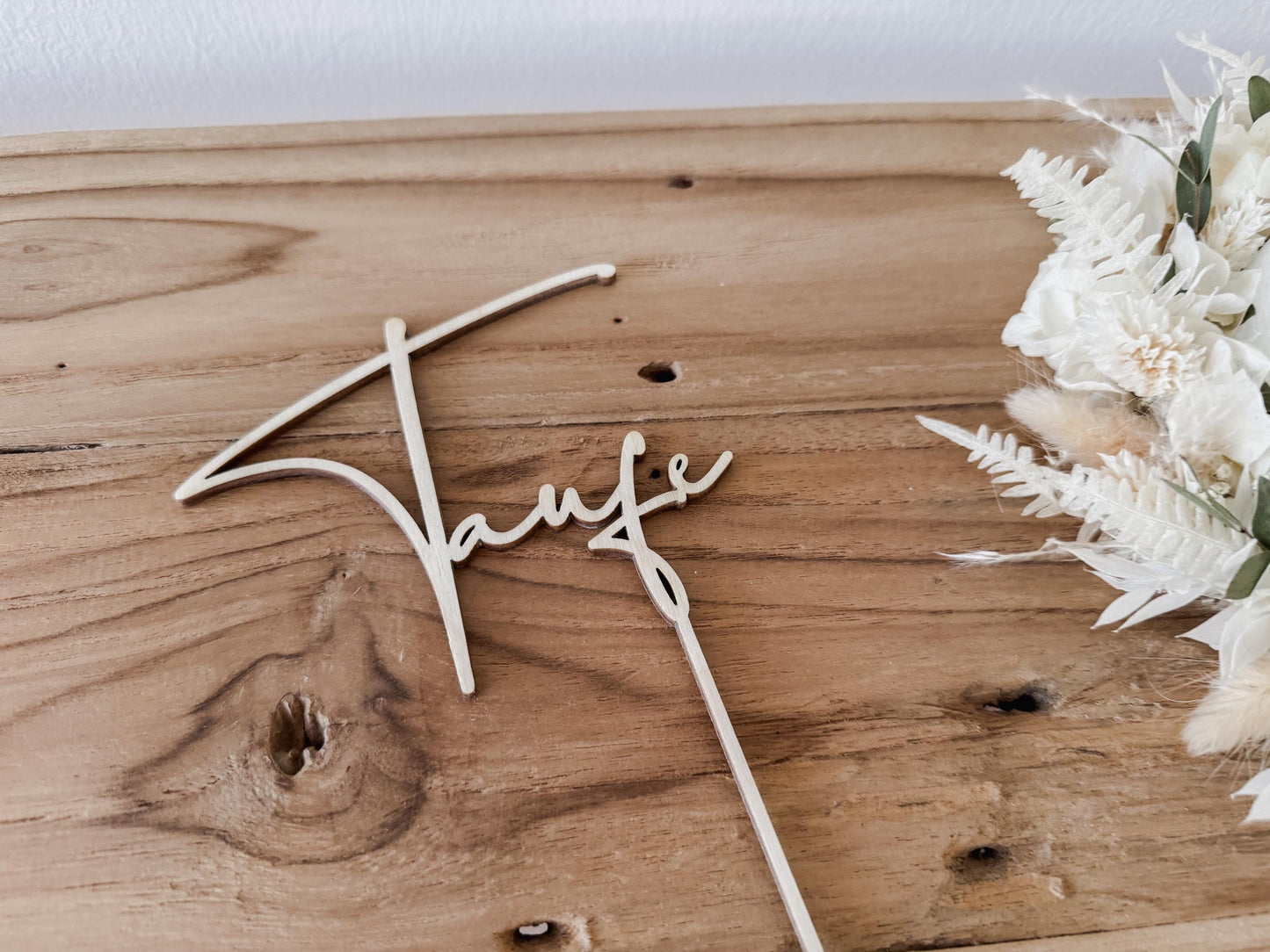 Caketopper ‚Taufe‘ aus Holz I Kuchendekoration Taufe I Tortenstecker I Deko Tauftorte I Kuchenstecker Taufe
