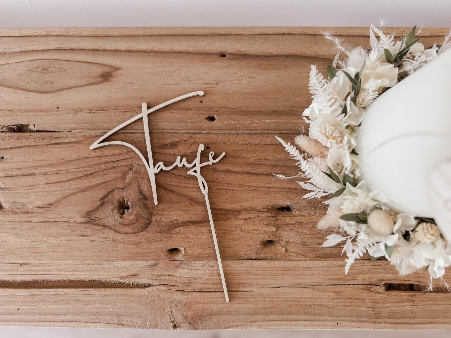 Caketopper ‚Taufe‘ aus Holz I Kuchendekoration Taufe I Tortenstecker I Deko Tauftorte I Kuchenstecker Taufe