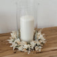 Kerzenkranz aus Trockenblumen Creme-Eukalyptus I Blumenkranz für Tauf-, Kommunions- oder Hochzeitskerze I Trockenblumenkranz für Windlicht