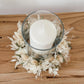 Kerzenkranz aus Trockenblumen Creme-Eukalyptus I Blumenkranz für Tauf-, Kommunions- oder Hochzeitskerze I Trockenblumenkranz für Windlicht