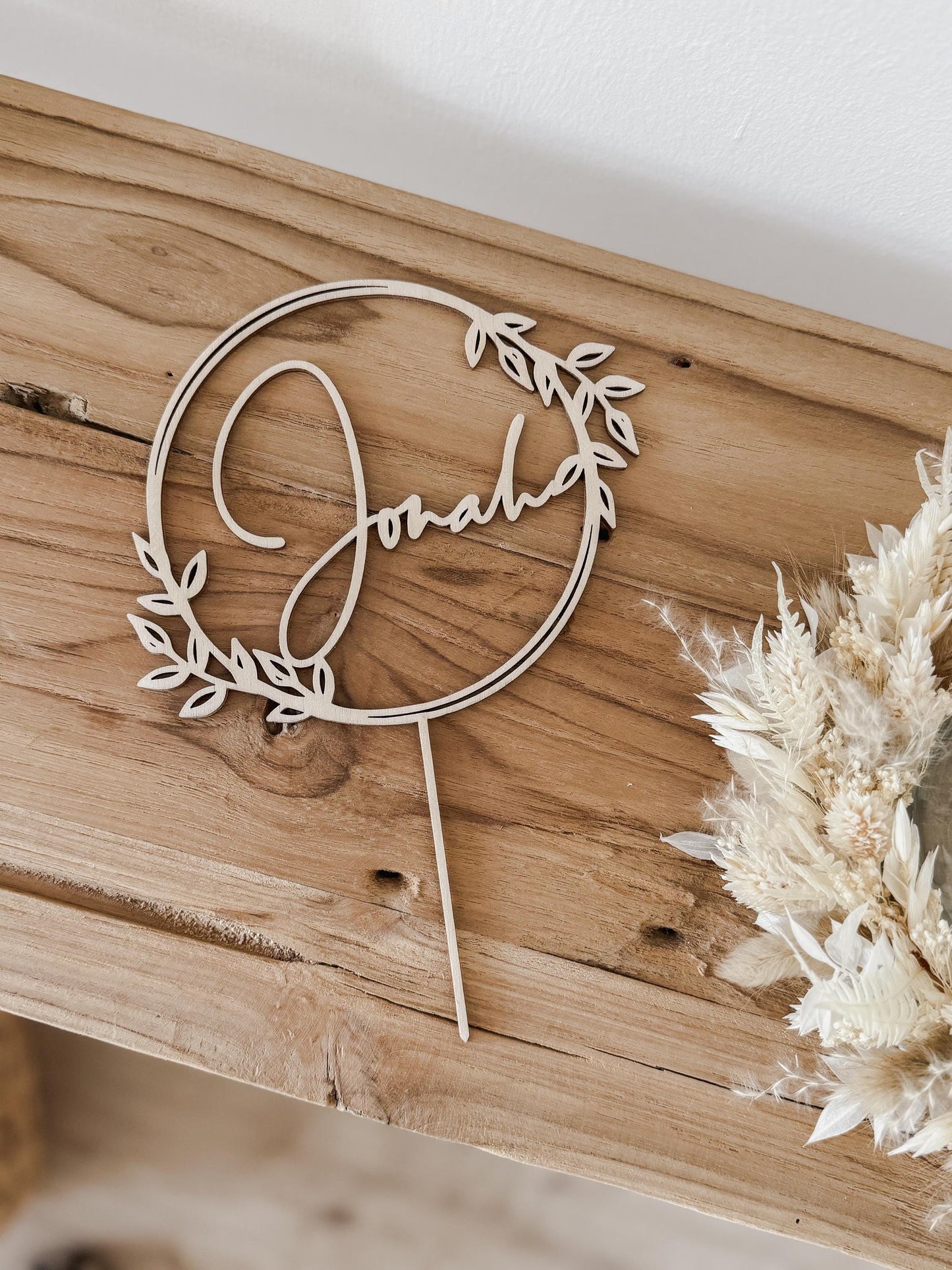 Caketopper Ranke personalisiert I Tauftopper I Kuchendekoration Taufe mit Name I Tortenstecker Holz I Deko Tauftorte I Kuchenstecker Taufe