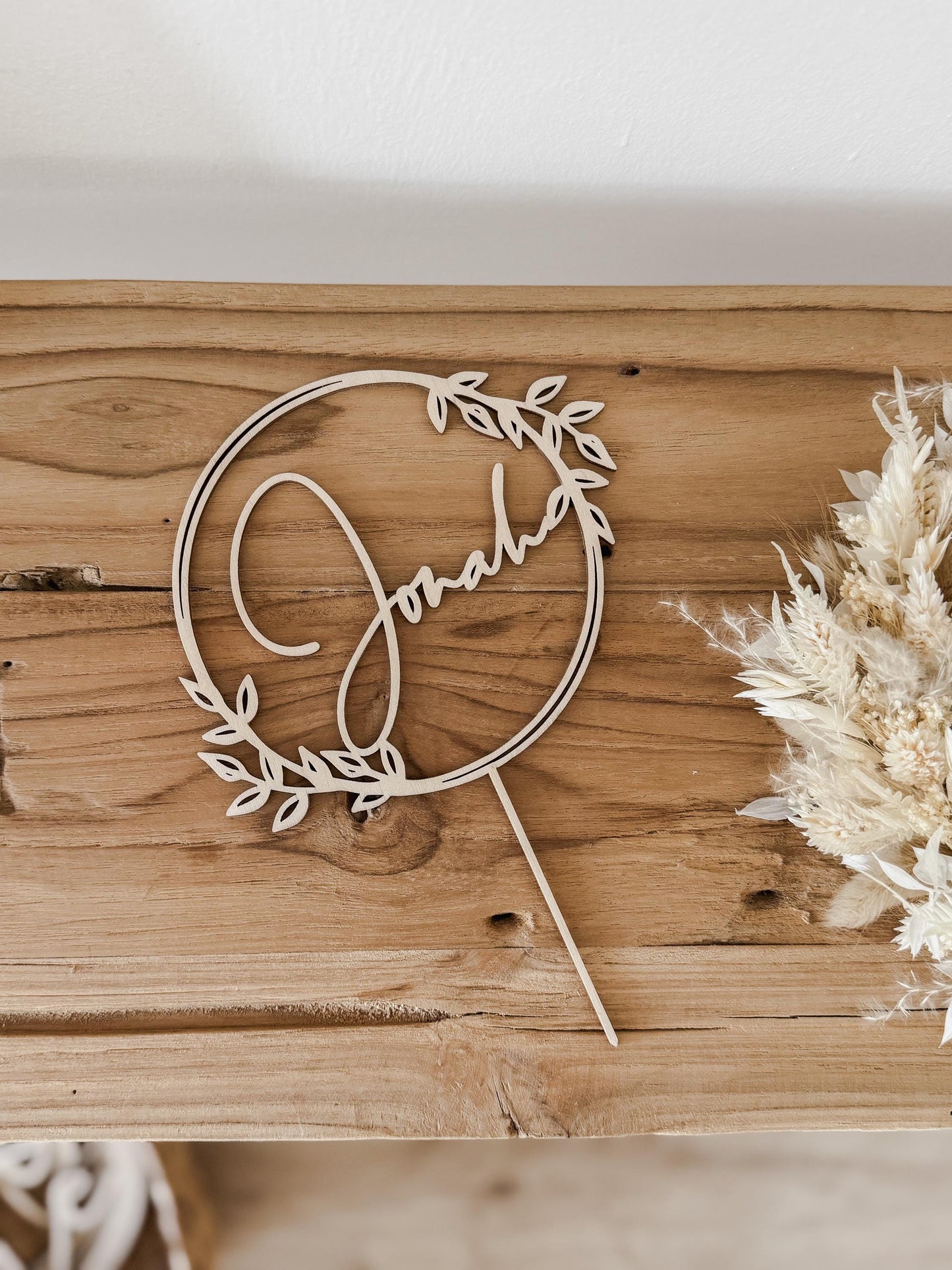 Caketopper Ranke personalisiert I Tauftopper I Kuchendekoration Taufe mit Name I Tortenstecker Holz I Deko Tauftorte I Kuchenstecker Taufe